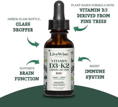 Organic MCT oil base of Live Wise Naturals D3+K2 formula