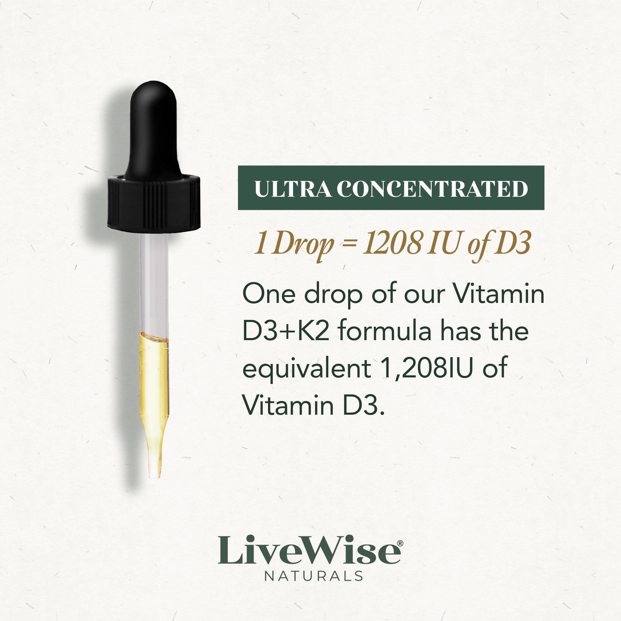 Live Wise Naturals D3K2 with MCT oil base delivers smooth administration.