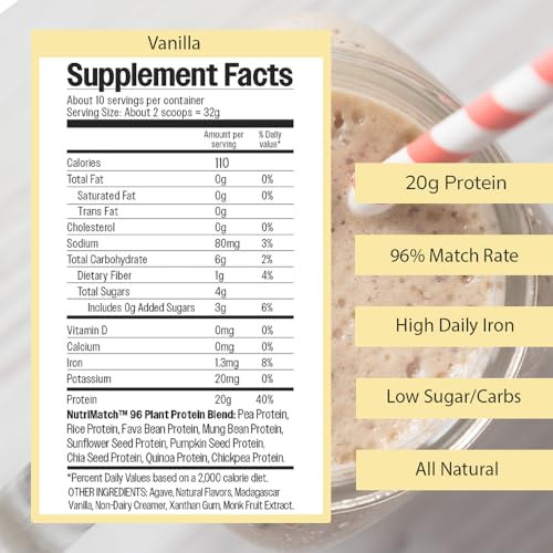 Scoop of NutriMatch Vanilla being poured for quick 20 g serving