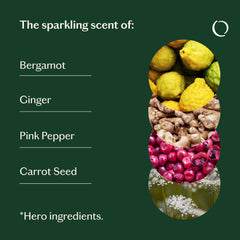 Livedrops bergamot zest scent reveals bright citrus spark for an uplifting ambiance.