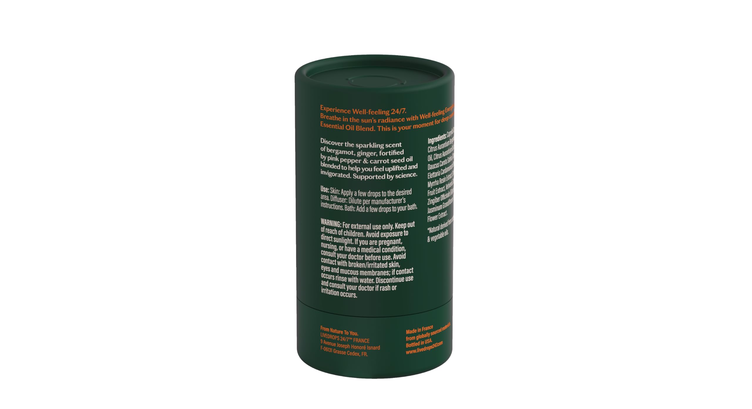 Livedrops skin-safe apply-to-pulse-point image suggests safe, simple daily use.