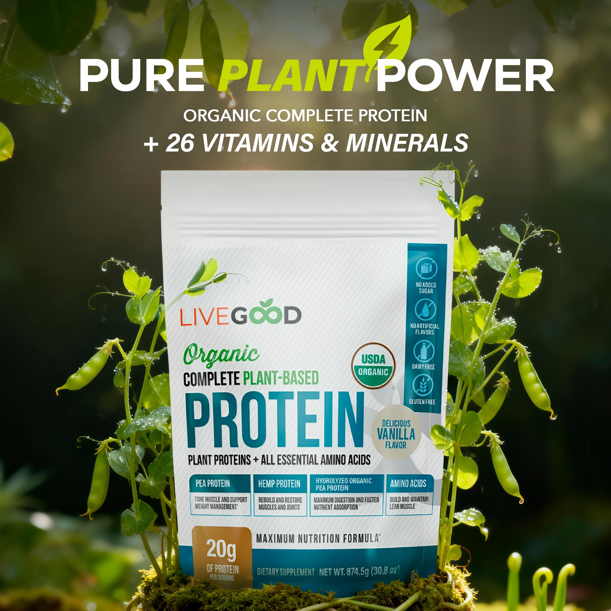 LiveGood vanilla protein shake glass for easy post-workout refreshment.