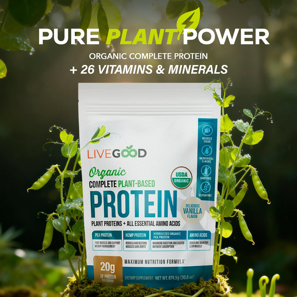 LiveGood vanilla protein shake glass for easy post-workout refreshment.