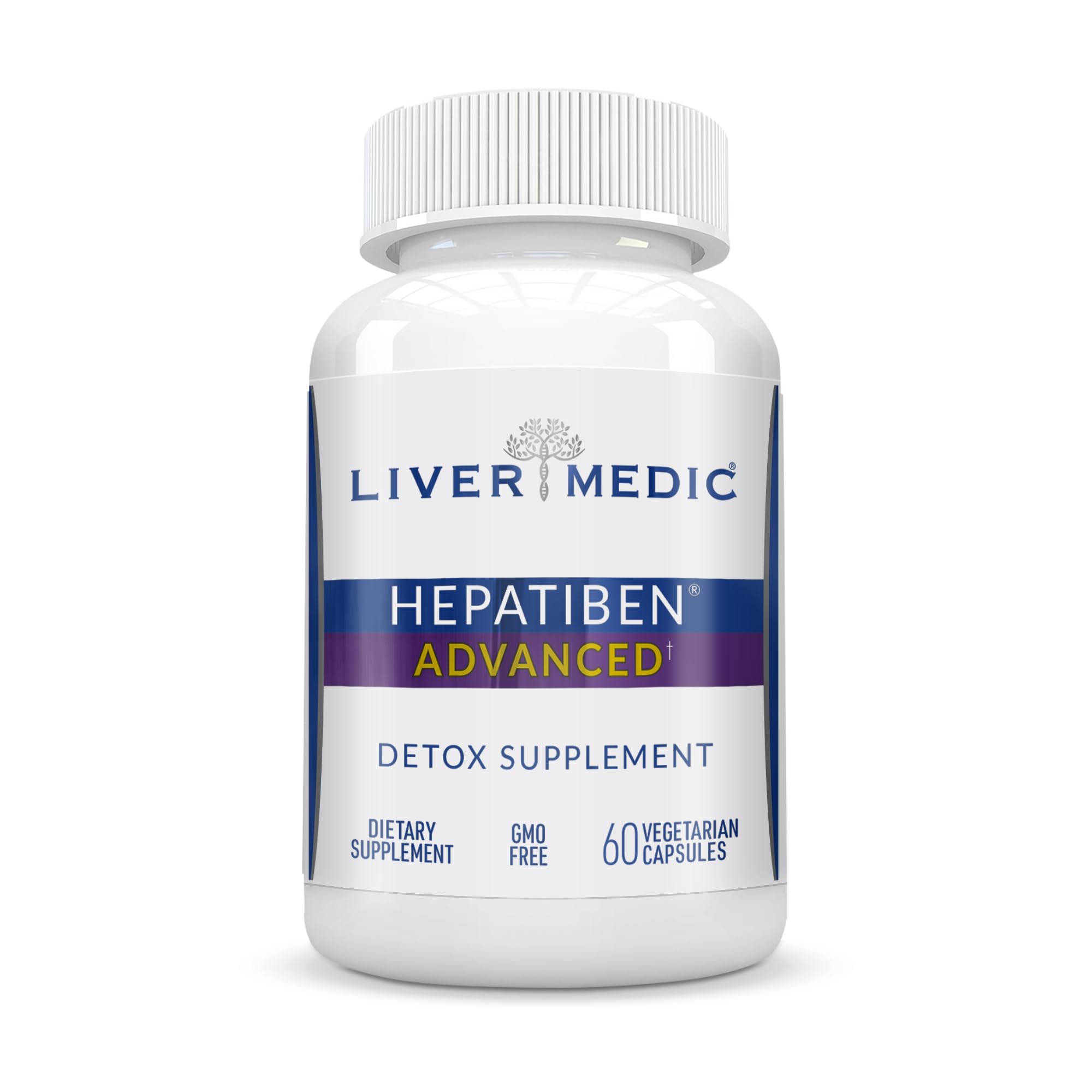 Liver Medic Hepatiben bottle front view showing all-in-one liver support.
