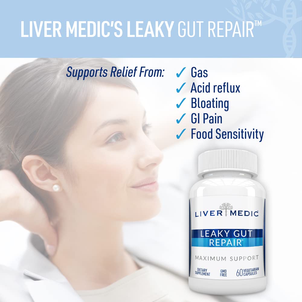 Liver Medic Leaky Gut Repair ingredients feature slippery elm for soothing relief.