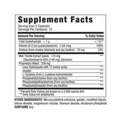 LIVERITE Liver Aid bottle label close-up highlighting milk thistle.