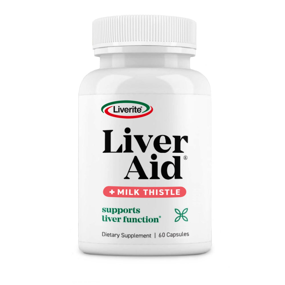 LIVERITE Liver Aid milk thistle bottle for everyday liver support.