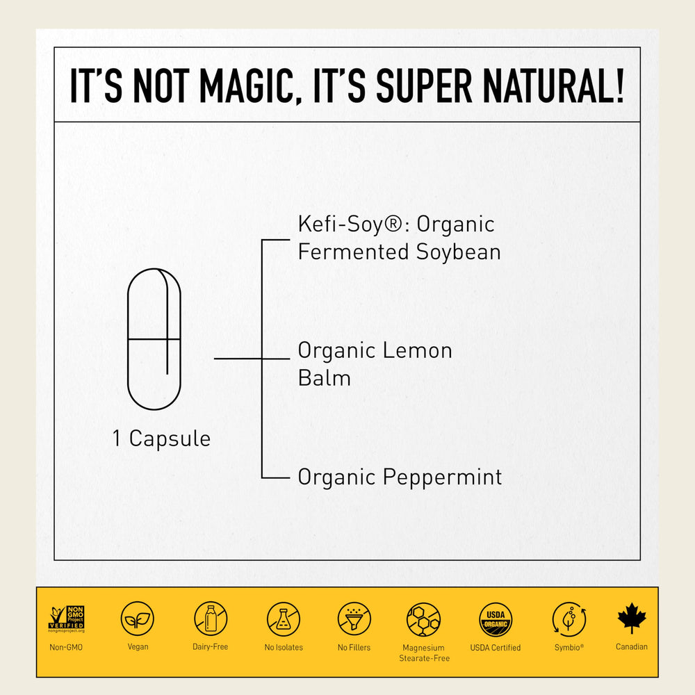 Living Alchemy lemon balm and peppermint ingredients with calming herbal notes.