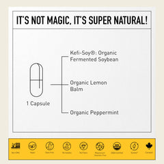 Living Alchemy lemon balm and peppermint ingredients with calming herbal notes.