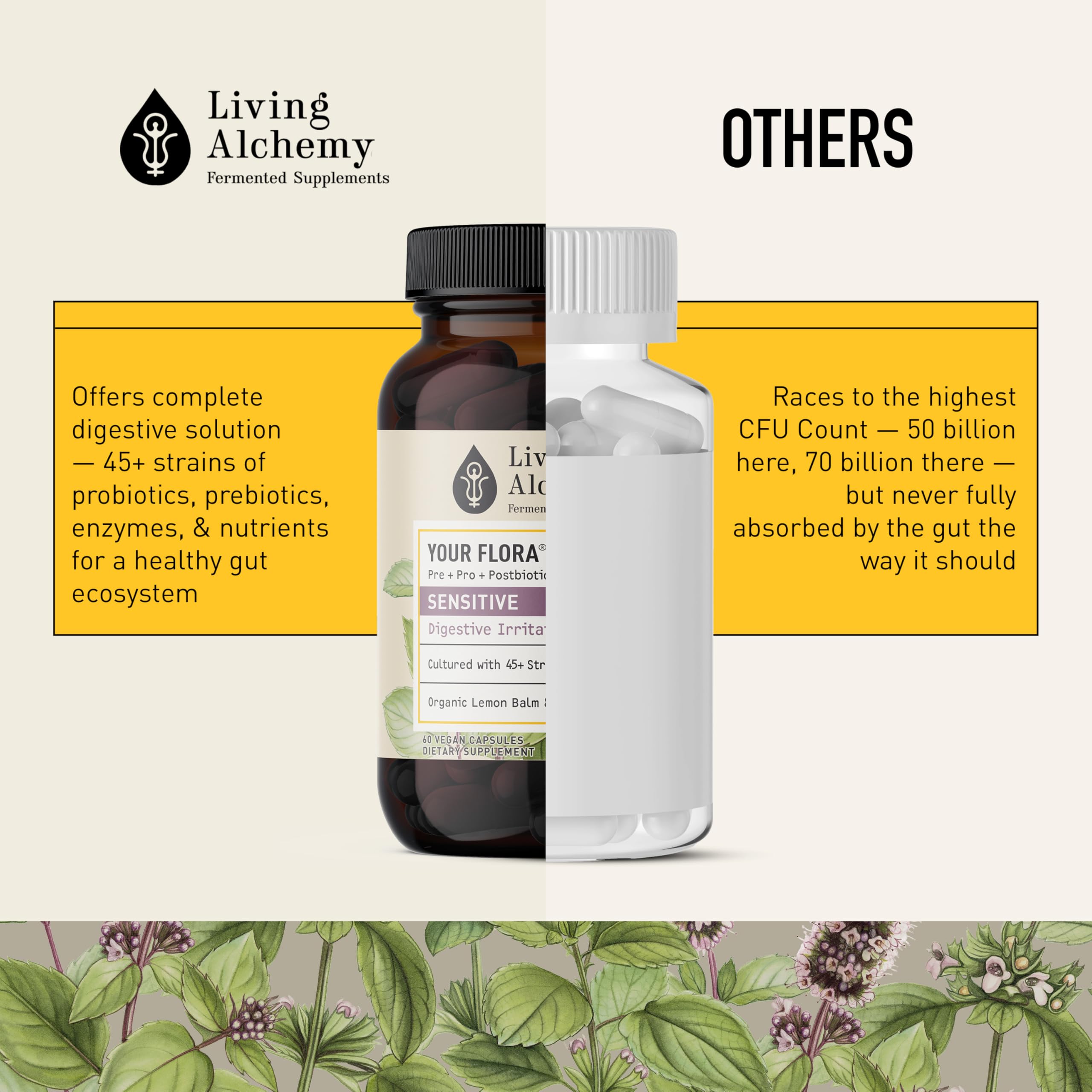 Living Alchemy vegan non GMO label on product packaging.