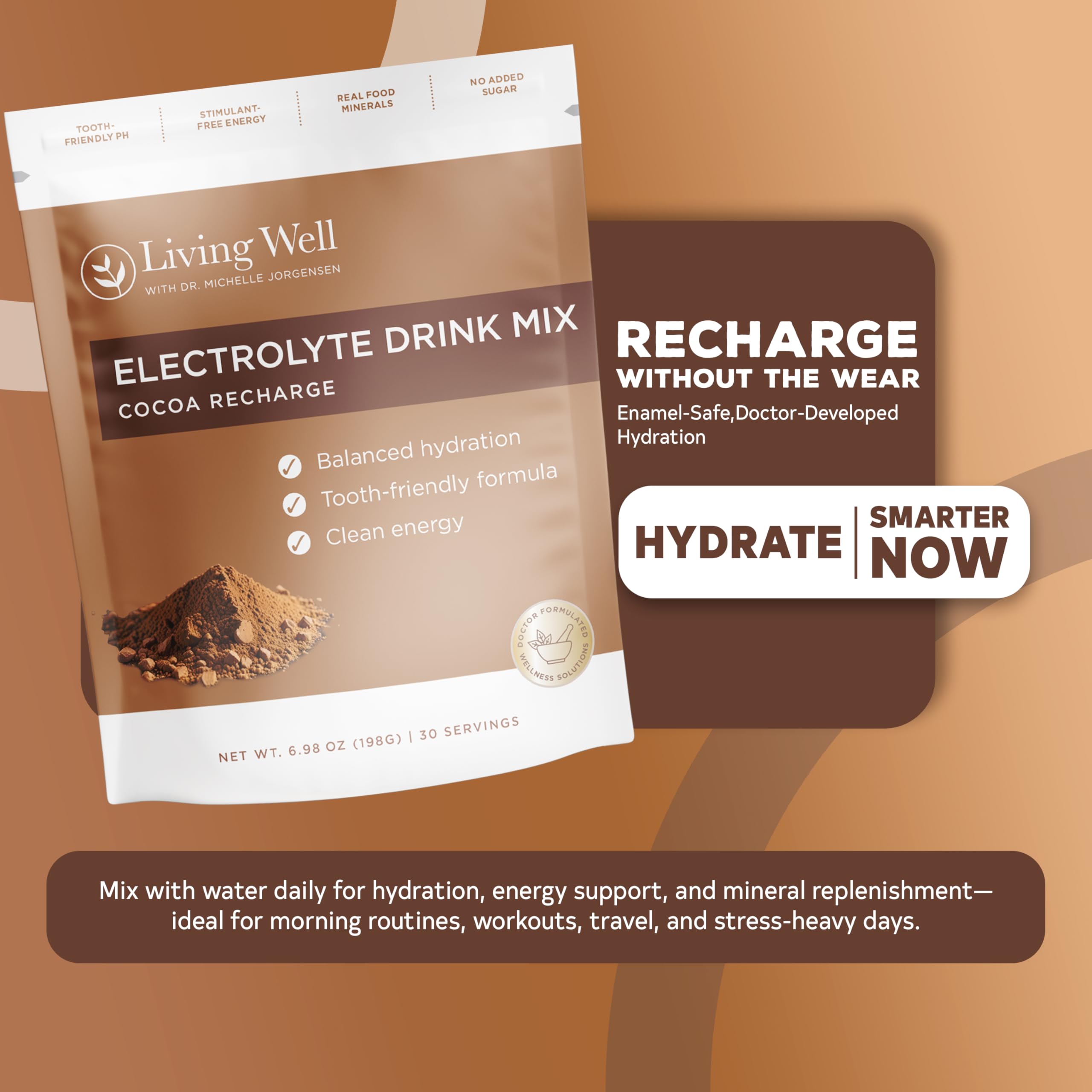 Living Well with Dr. Michelle electrolyte powder scoop for easy, sugar-free portioning.