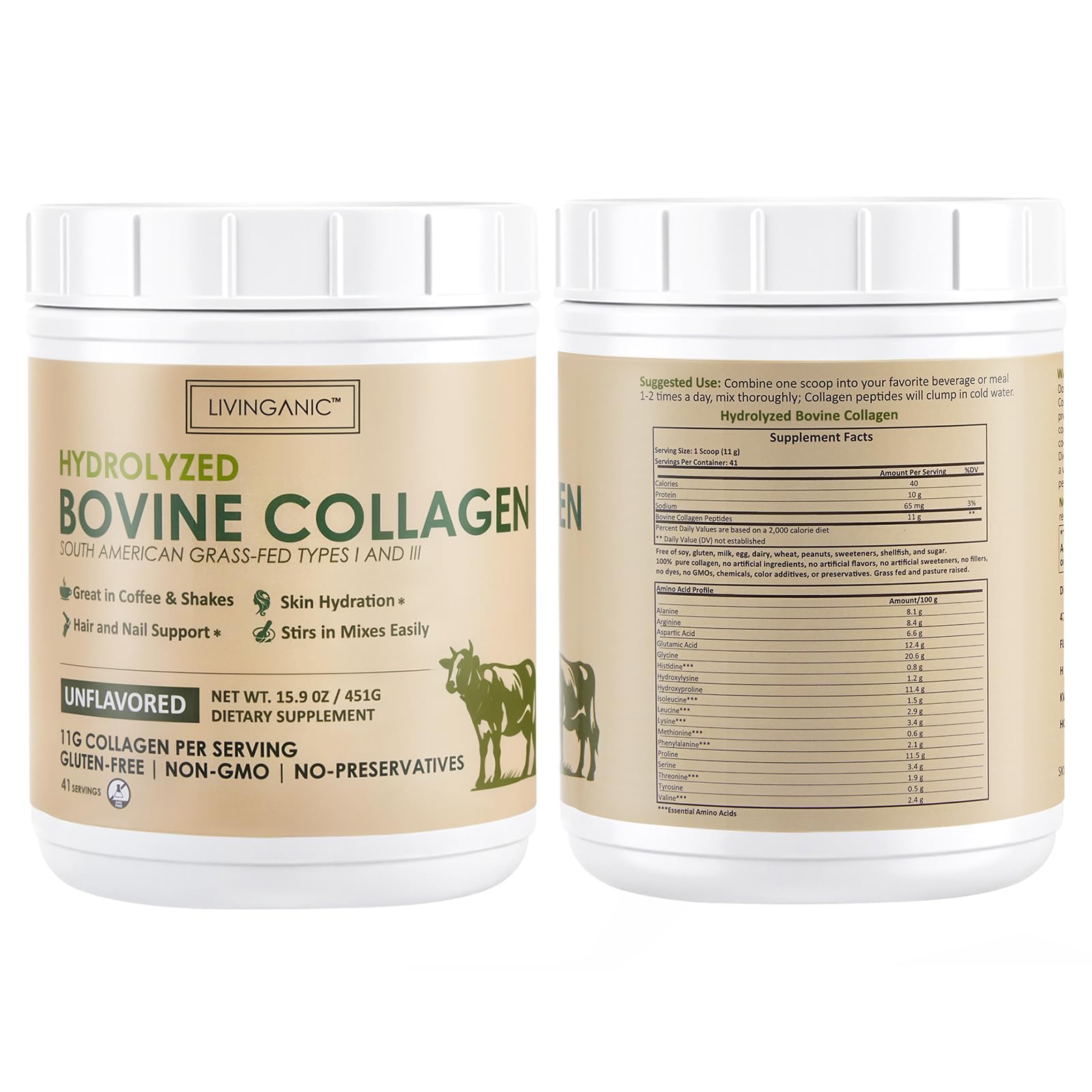 LIVINGANIC nutrition label closeup helps verify ingredients and calories