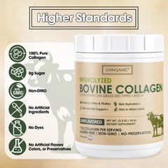 LIVINGANIC collagen peptides powder scoop provides a quick mess-free serving for drinks