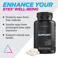 Livingood Daily Eye Support capsules ready for everyday eye health routine.