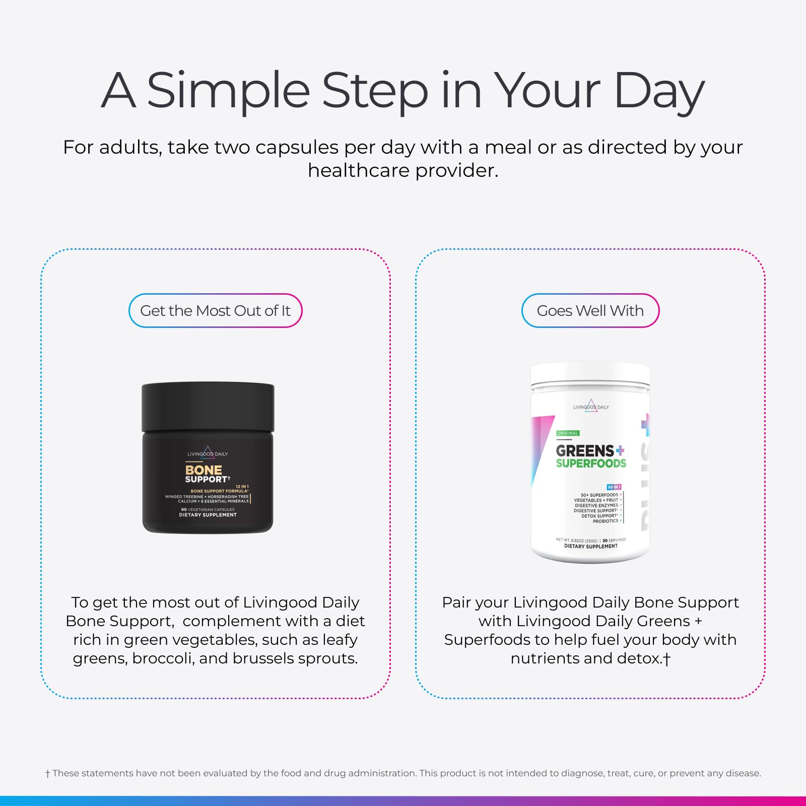 Livingood Daily two capsules daily serving promotes consistent mineral intake