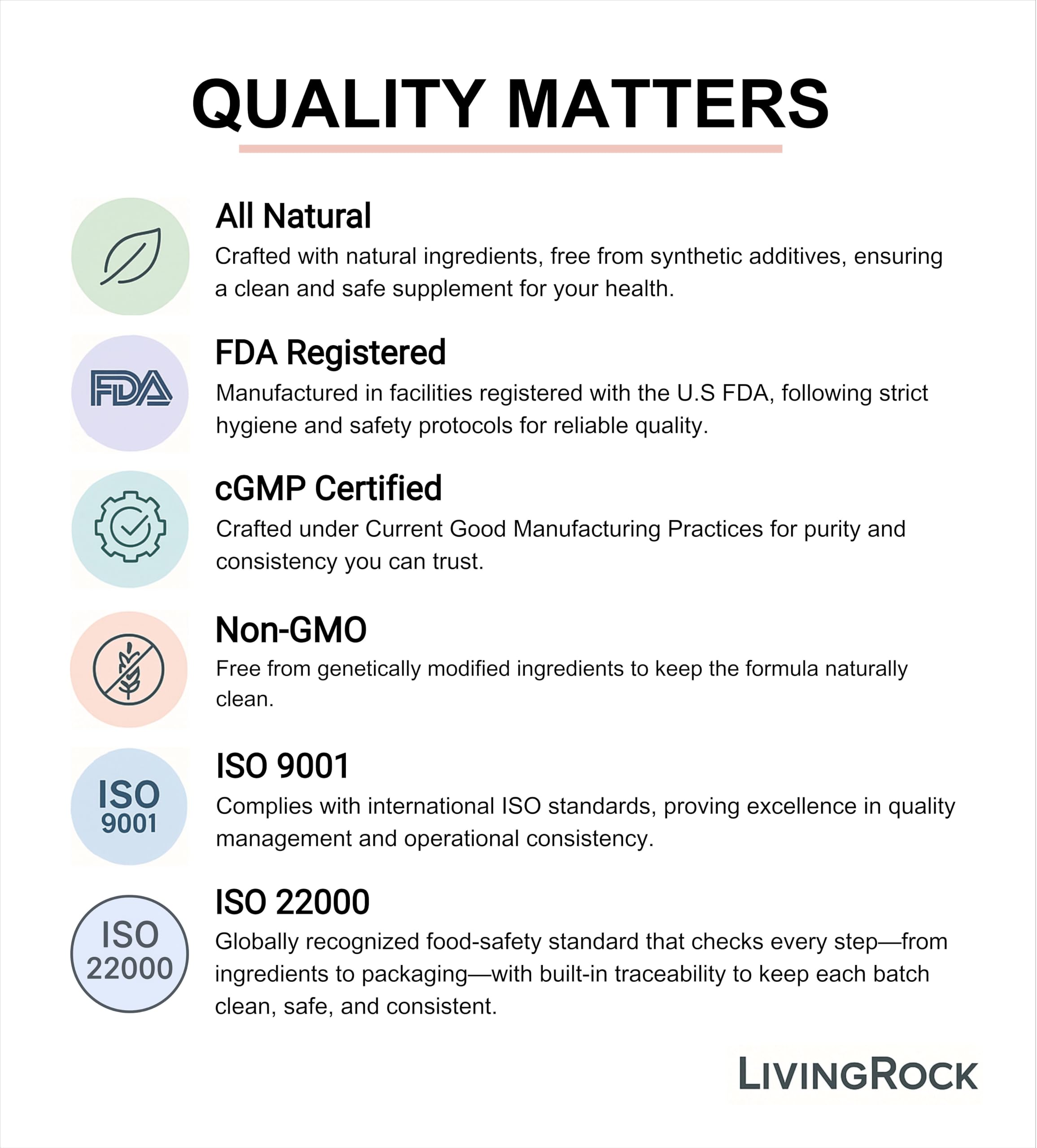 LivingRock Probiotics daily-use scene showing capsules and glass of water