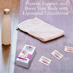 LivOn Glutathione packets squeezed into water for convenient dosing.