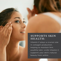 Graphic showing liposome encapsulation with LivOn Vitamin C packaging.