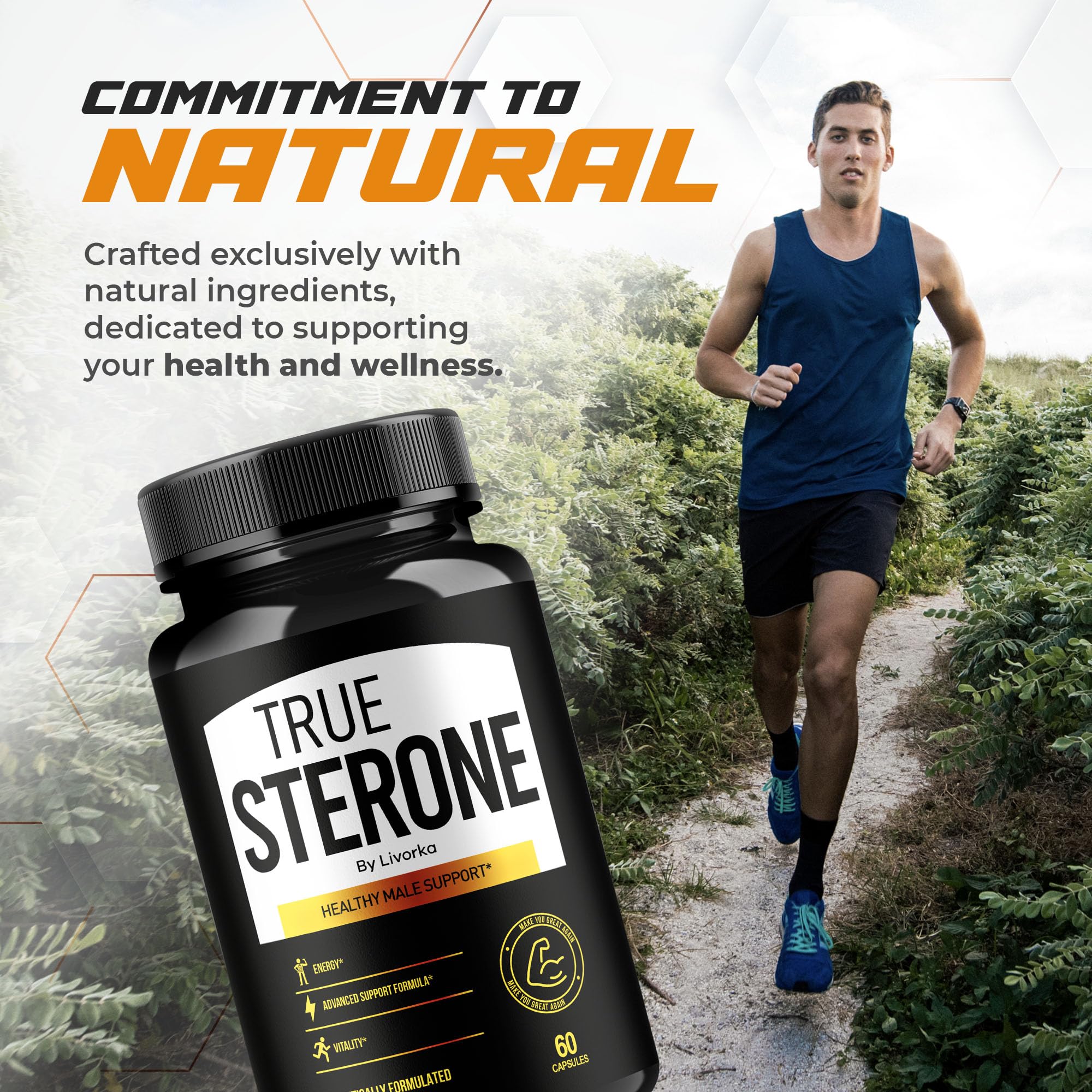 Advanced formula label communicates a higher-quality vitamin capsule option.