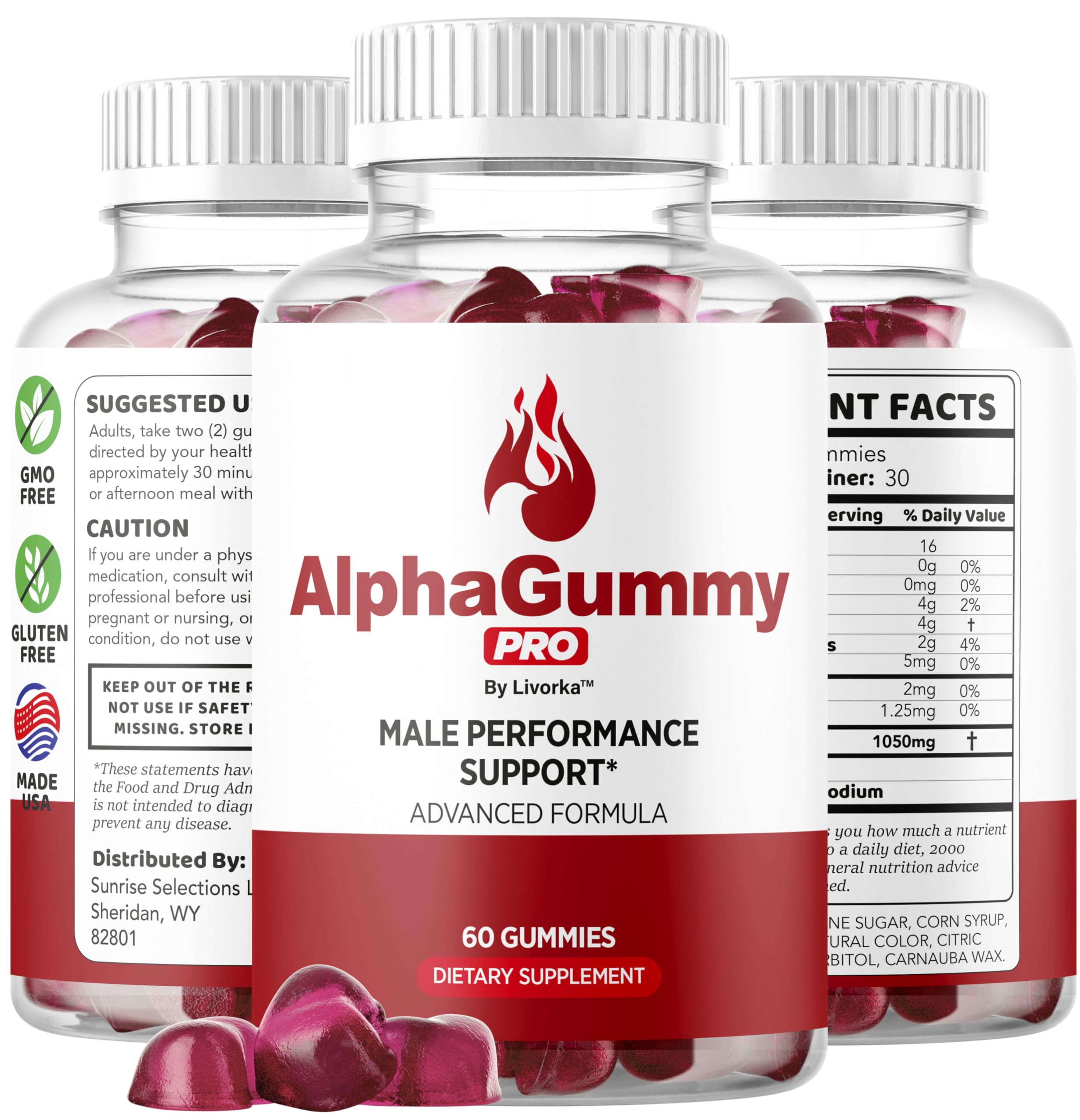 LIVORKA Alpha Gummy Pro for Men berry-closeup highlighting tasty, convenient option