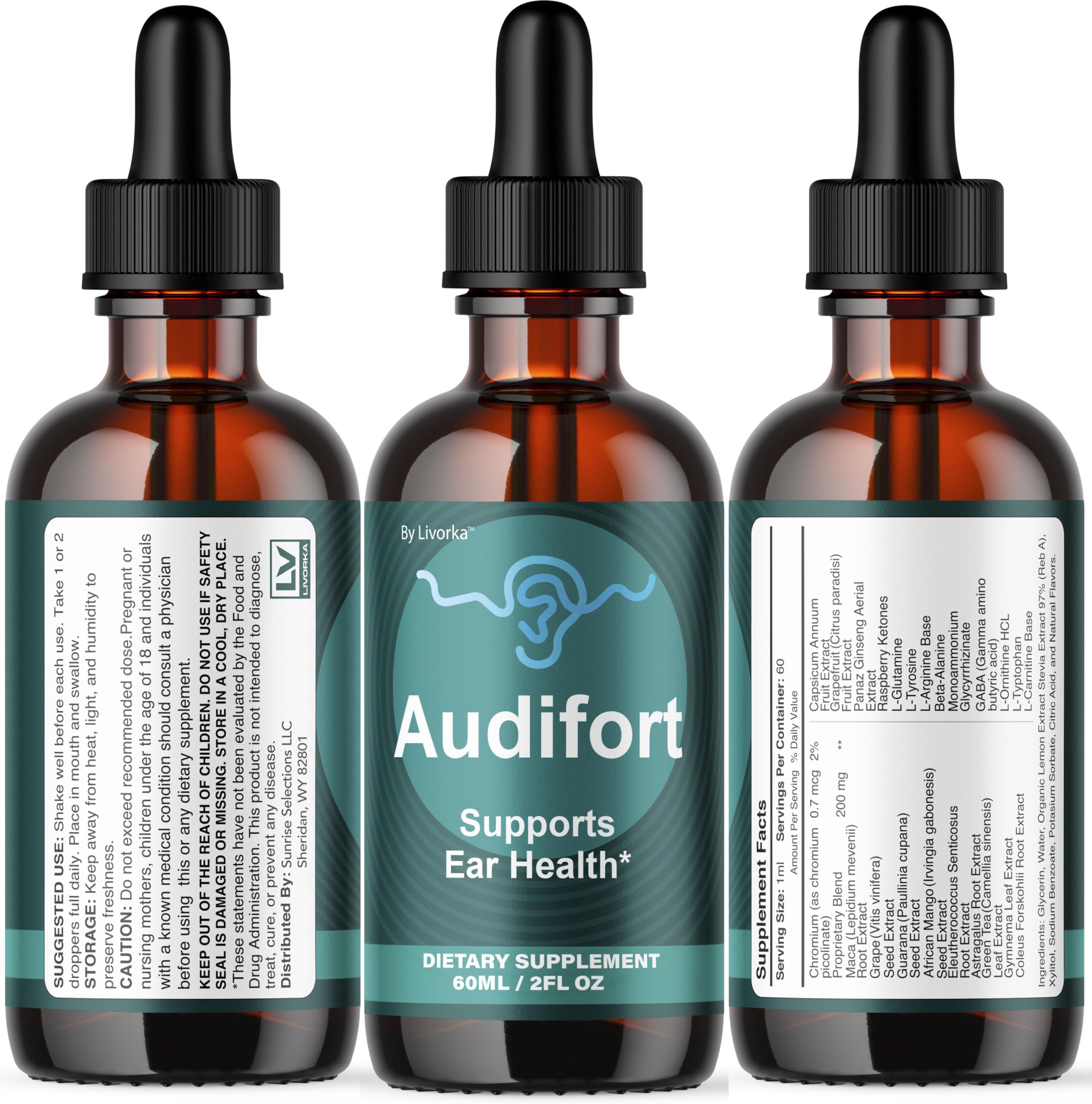 LIVORKA Audifort Drops product on dresser ready for daily use.