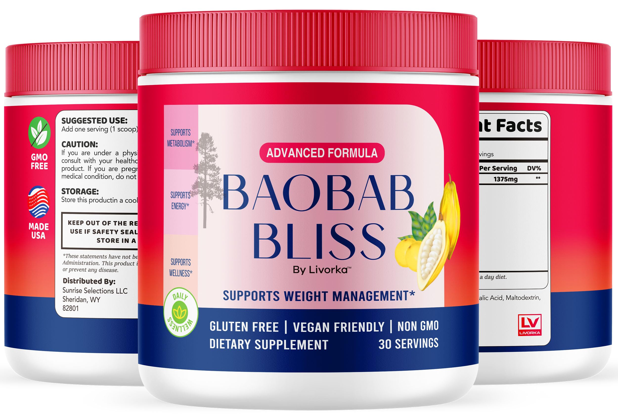 LIVORKA Baobab Bliss 60-serving pack displayed in pantry