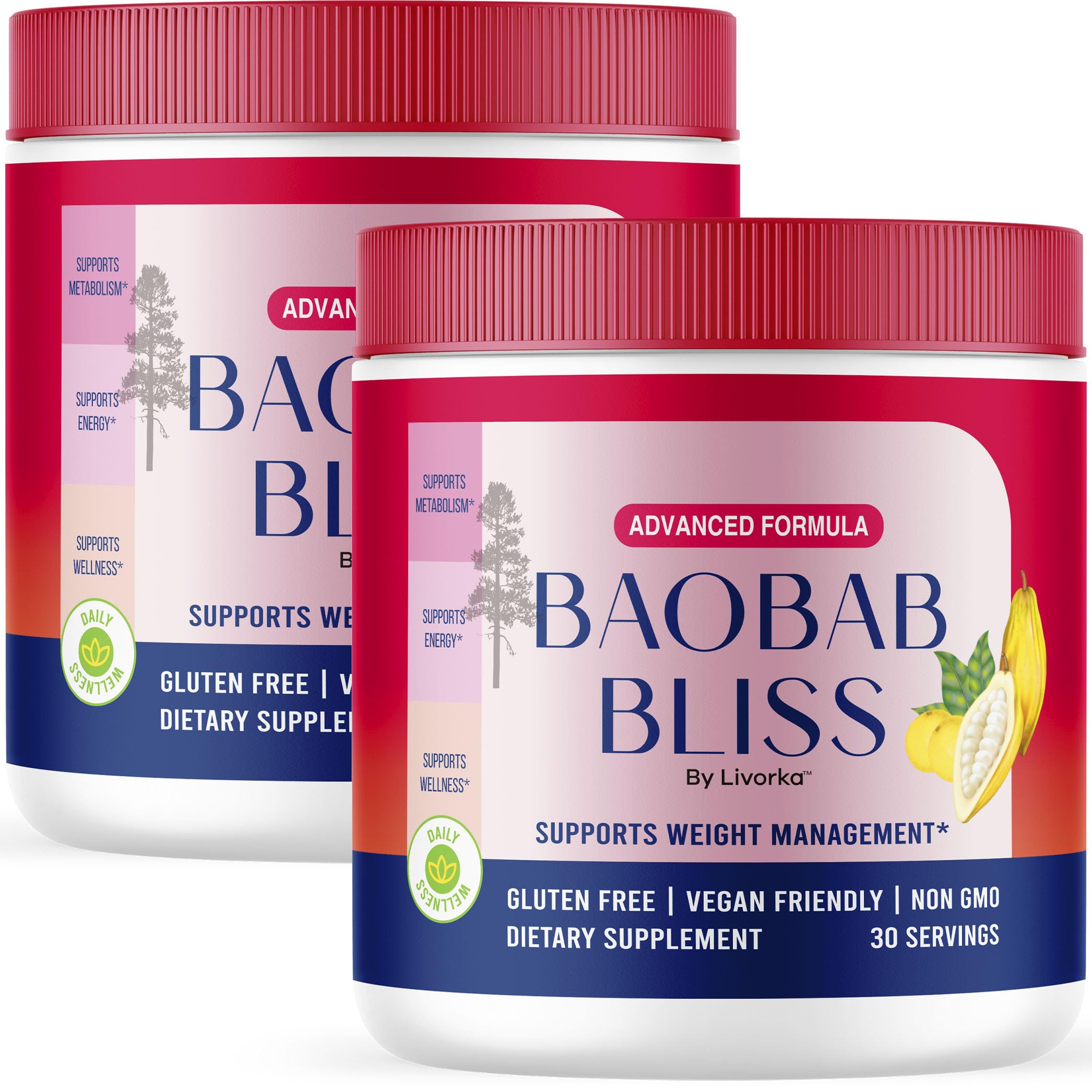 LIVORKA Baobab Bliss powder bottle for daily fiber boost
