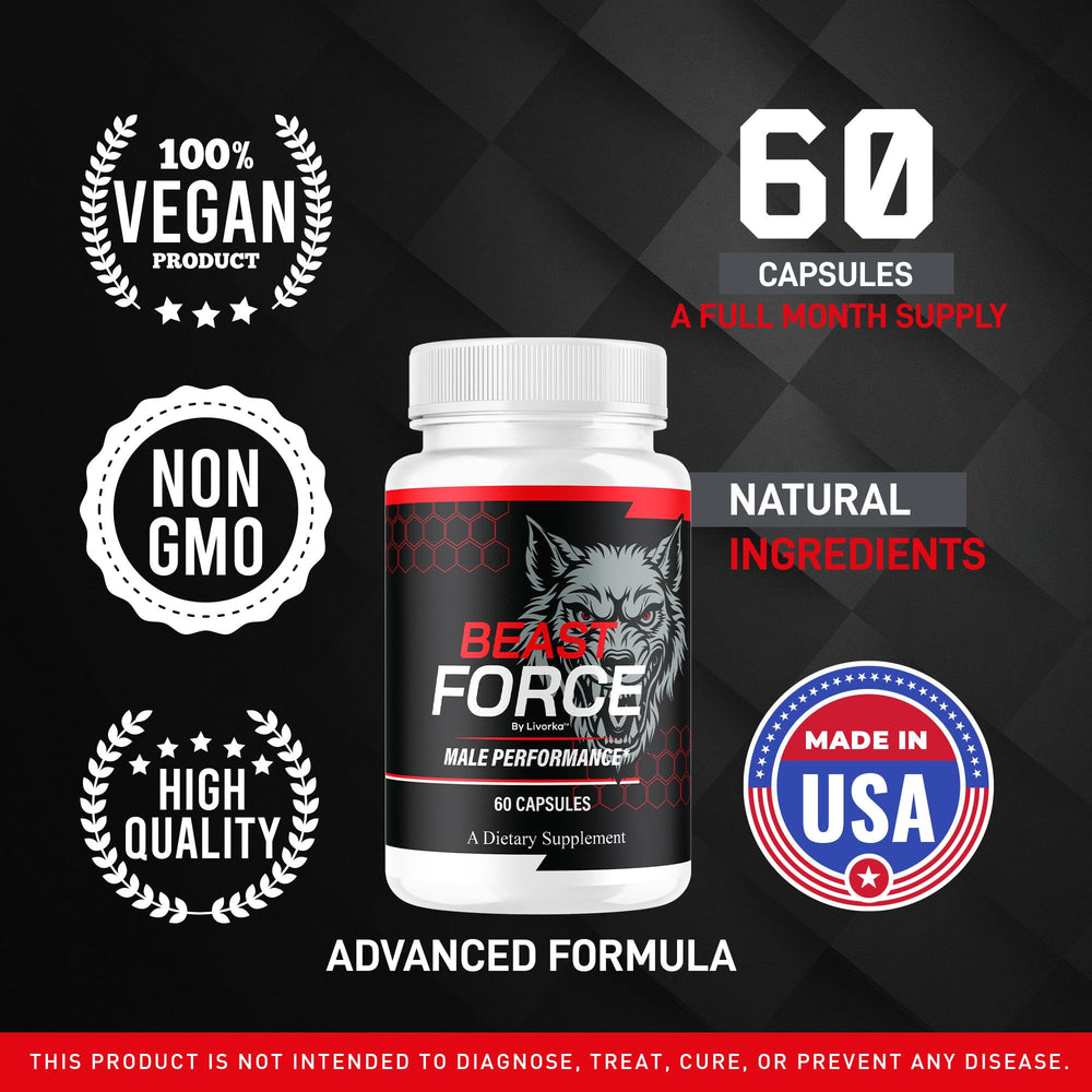 LIVORKA Beast Force advanced formula label with premium branding