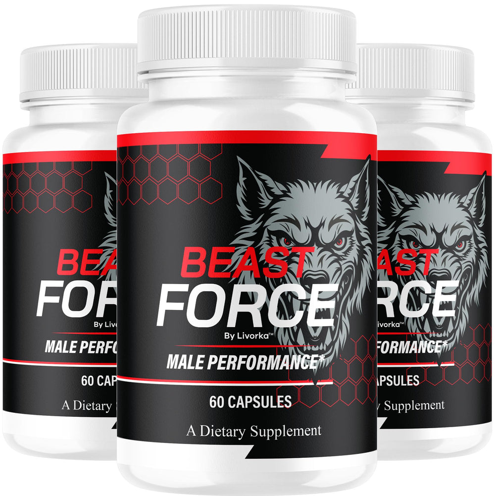 LIVORKA Beast Force bottle closeup showing premium all-natural capsules for daily wellness