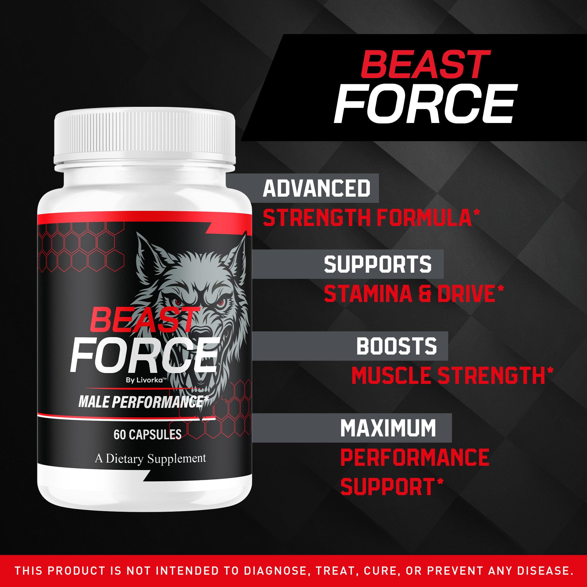 LIVORKA Beast Force capsules arranged in a neat row for everyday use