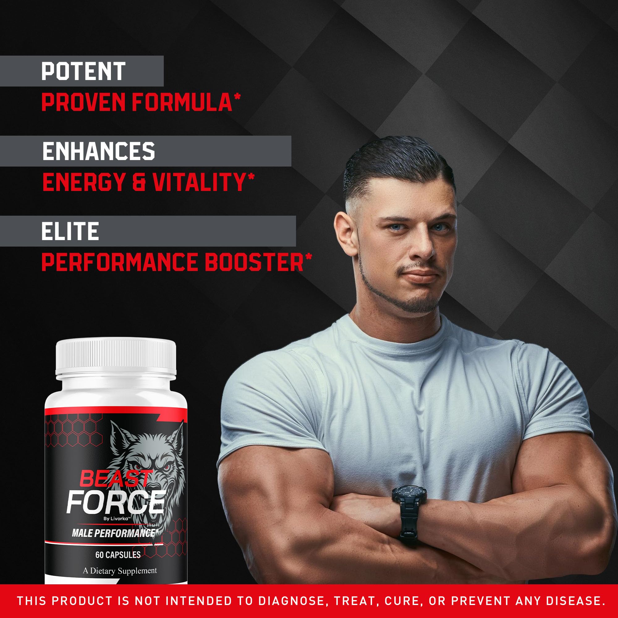 LIVORKA Beast Force for Men pills package ready for three-month supply