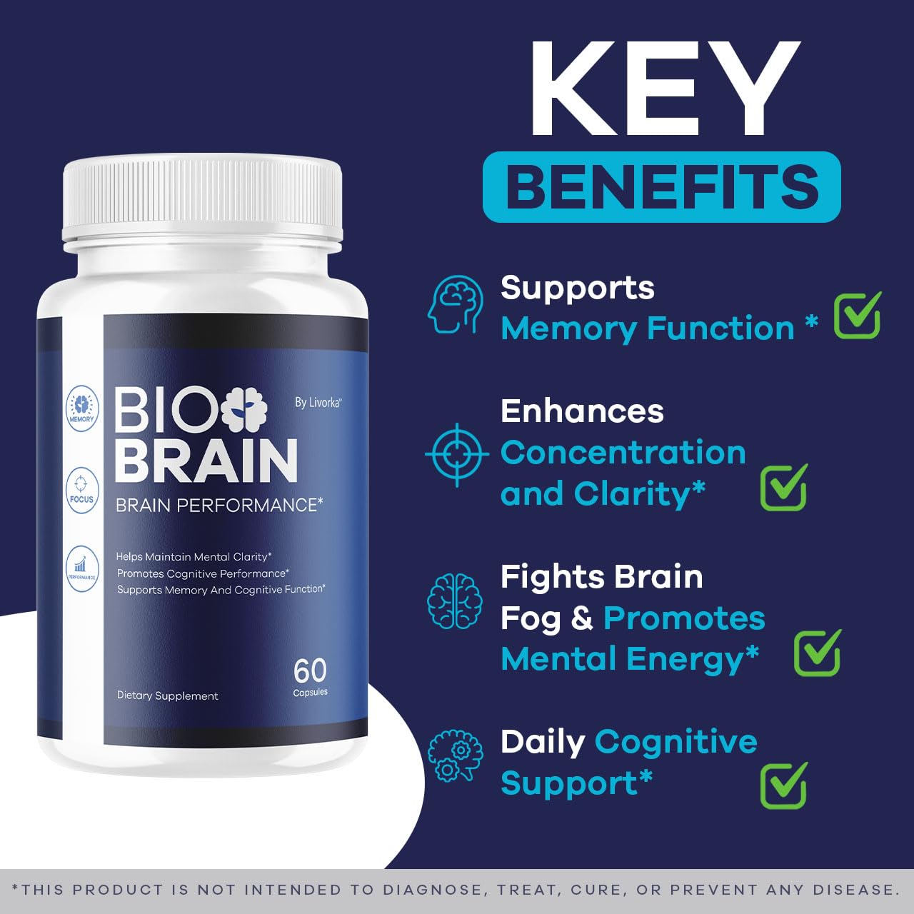 LIVORKA Bio Brain Capsules bottle open with pills for easy daily use