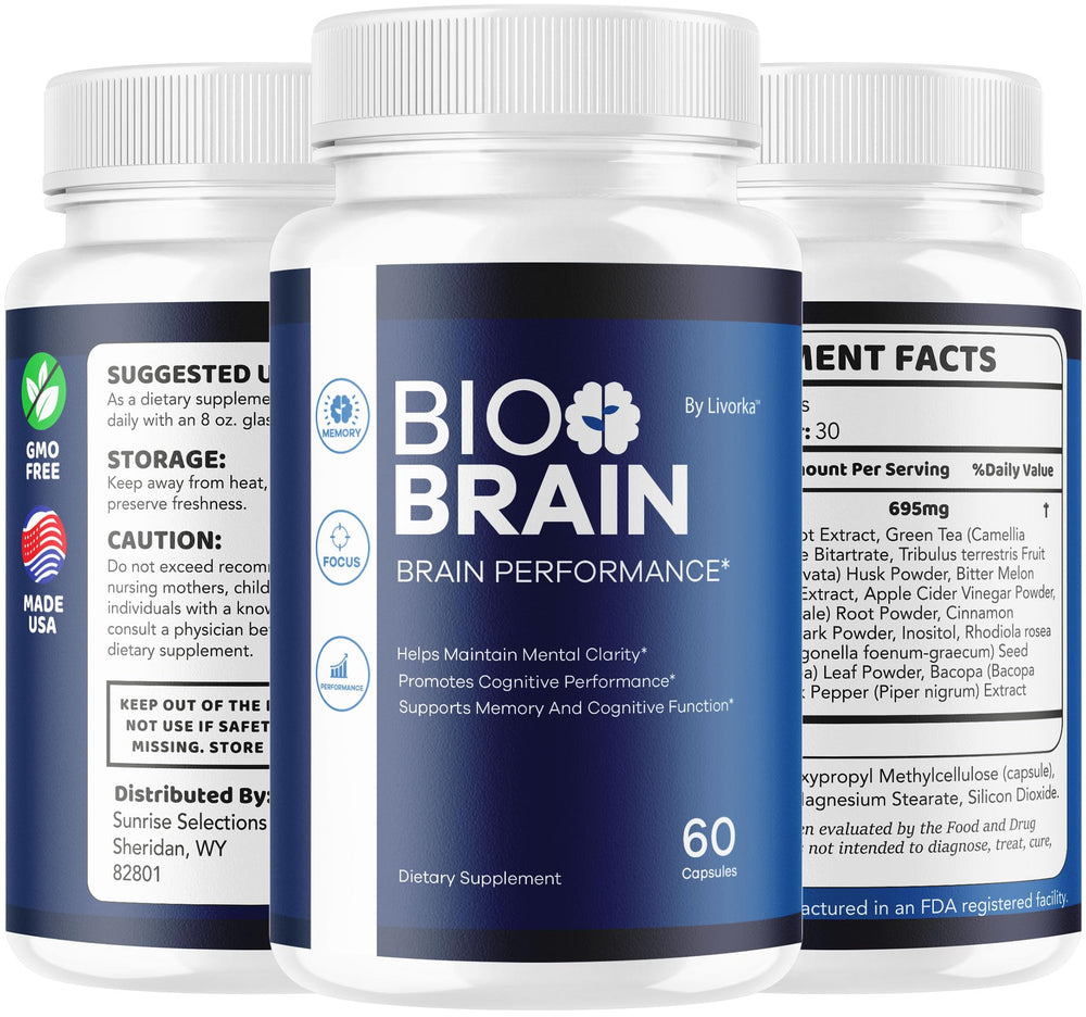 LIVORKA Bio Brain bottle beside the branded box for easy shopping