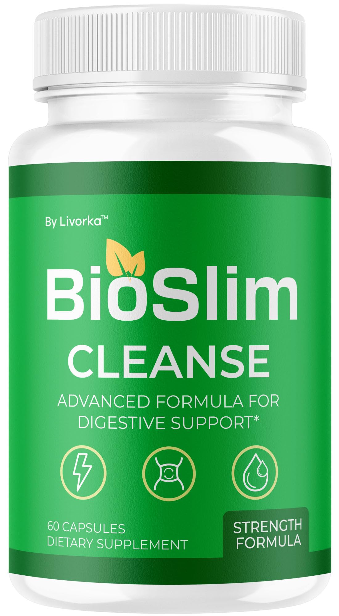 LIVORKA BioSlim Cleanse bottle, showcasing convenient daily digestive support on the go.