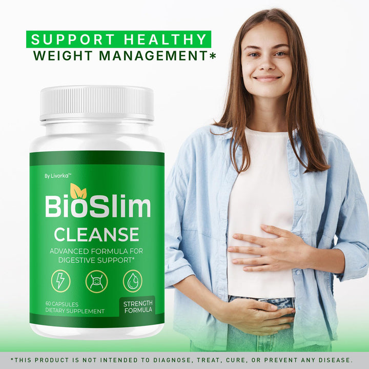 LIVORKA BioSlim Cleanse capsules close-up reveals natural strength in each tablet.