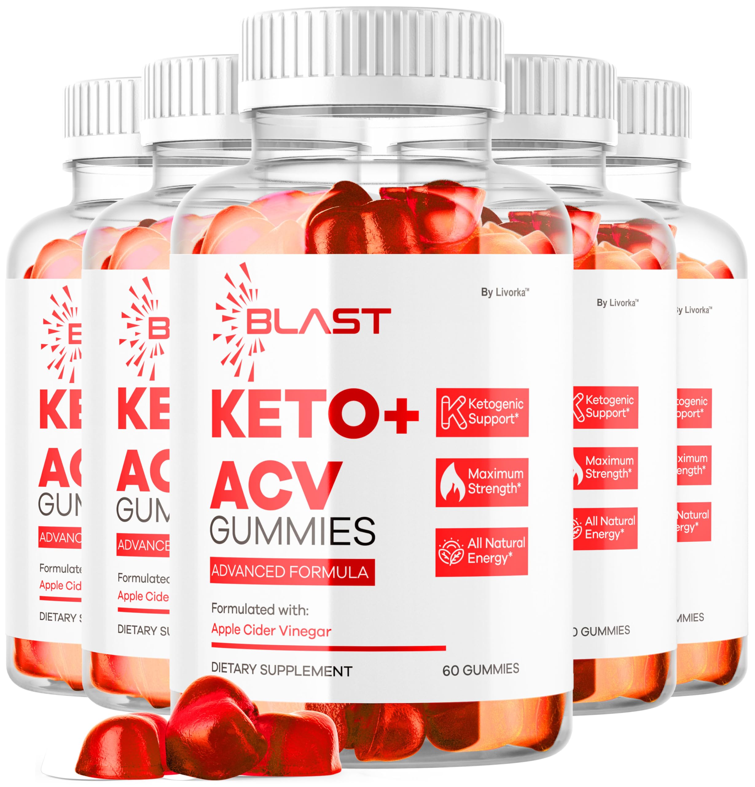 LIVORKA Blast Keto ACV Gummies bottle shown for a convenient daily supplement.