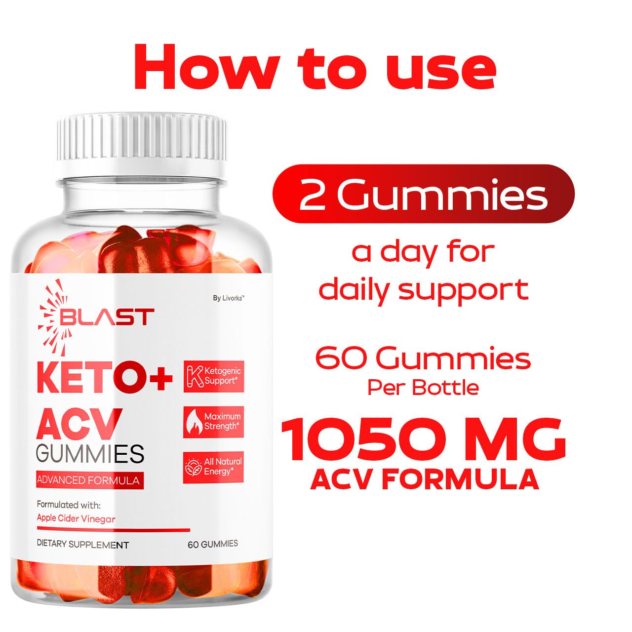 LIVORKA Blast Keto ACV Gummies close-up showing bite-sized texture for tasty daily use