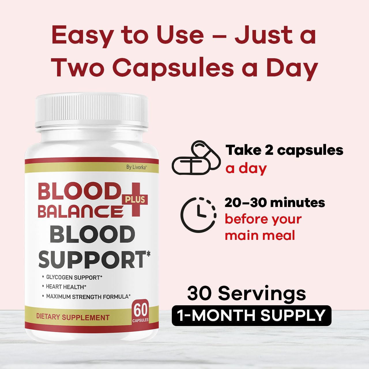BloodBalance Plus bottle label detail highlighting natural formula