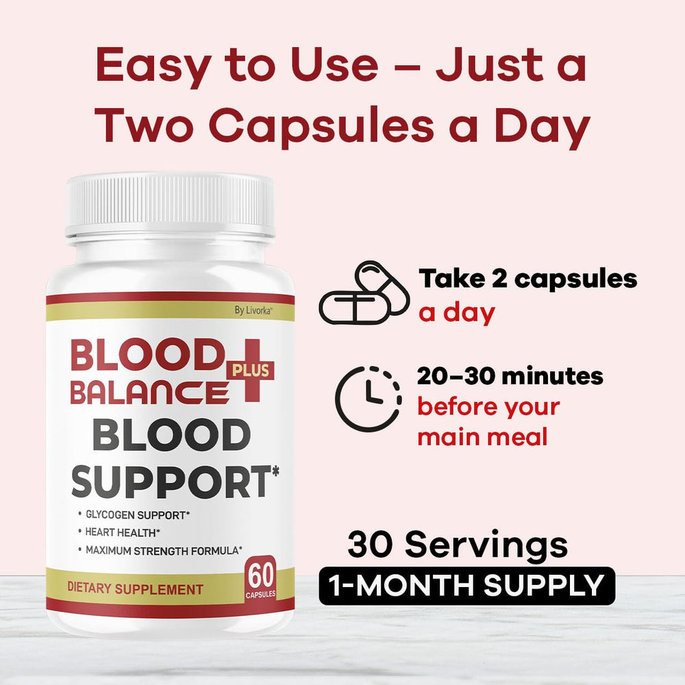 BloodBalance Plus bottle label detail highlighting natural formula