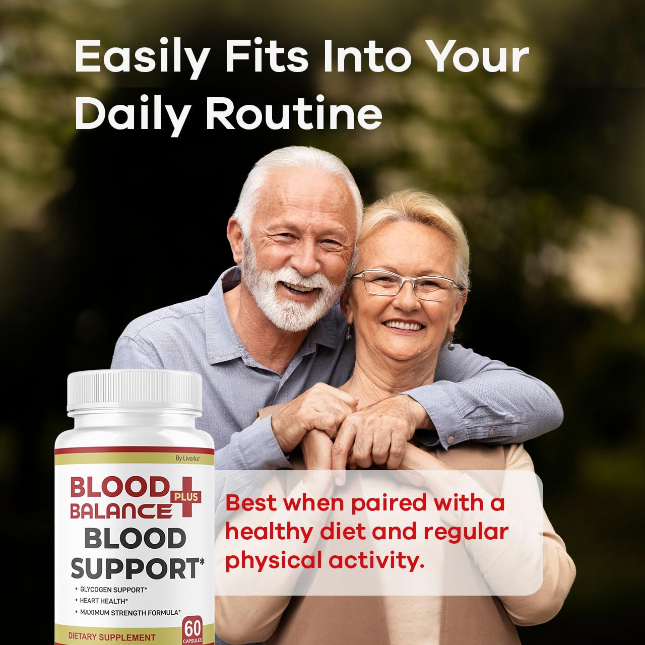 BloodBalance Plus packaging illustration emphasizing premium multivitamin