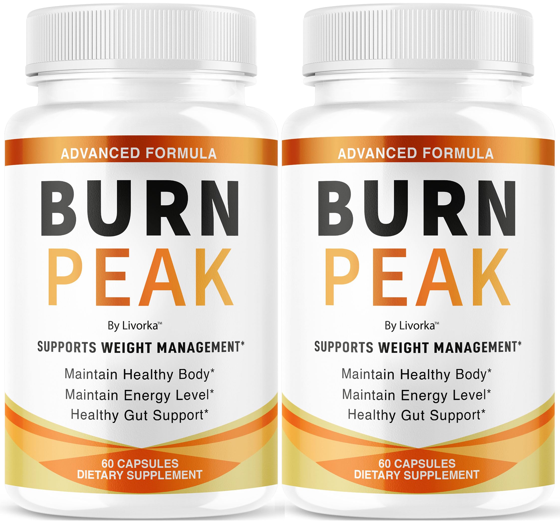 LIVORKA Burn Peak capsules bottle front for daily wellness support.