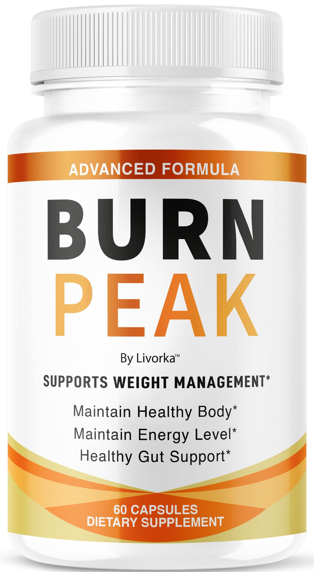 LIVORKA Burn Peak capsules bottle for daily wellness support and an active lifestyle.
