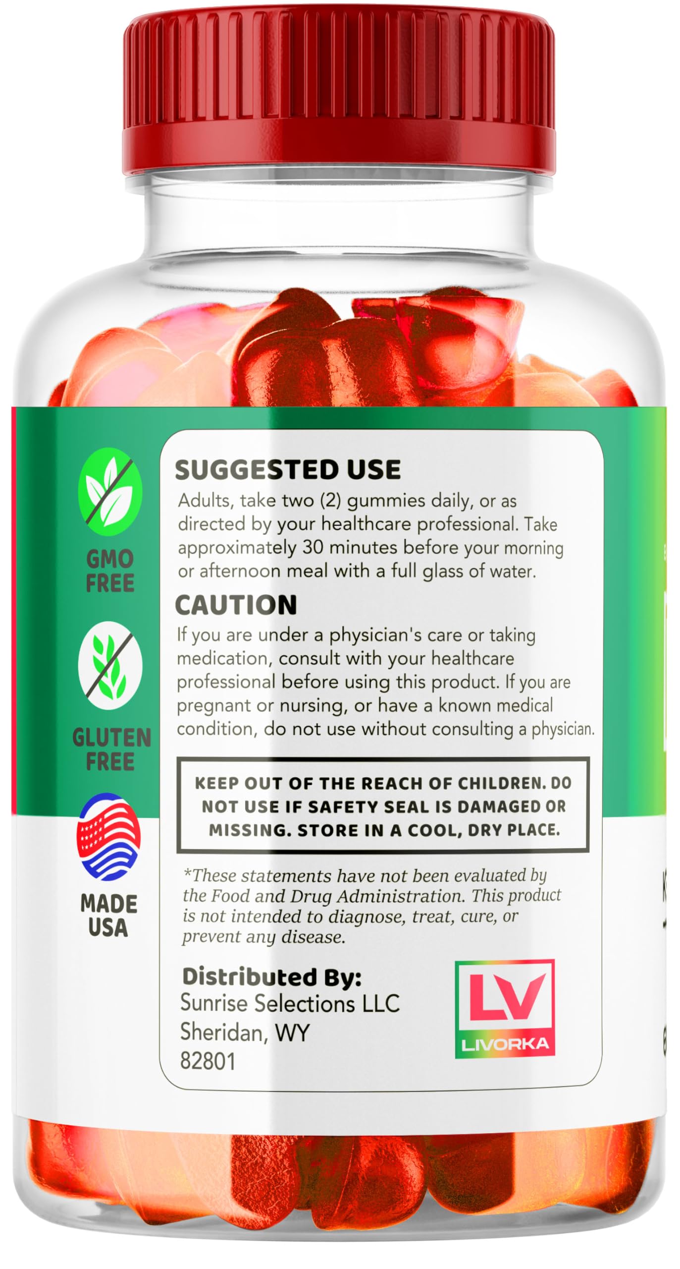 LIVORKA Duo Keto ACV Gummies flavor close-up with apple aroma.