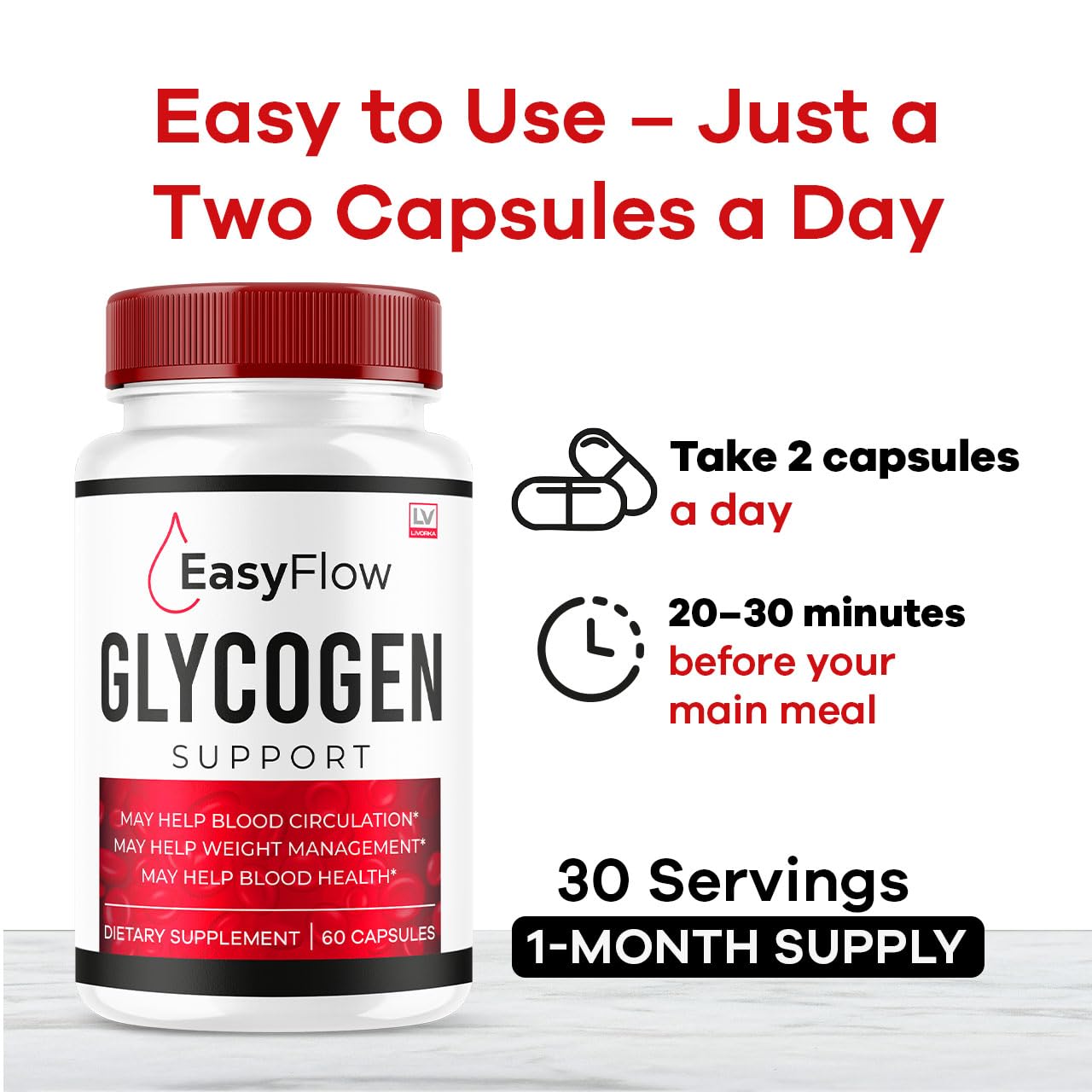 LIVORKA Easy Flow Glycogen in a simple daily routine setup