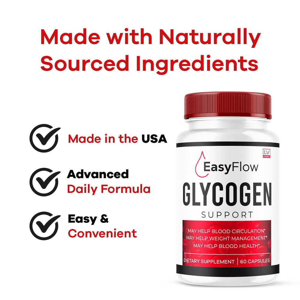LIVORKA Easy Flow Glycogen packaging box highlighting 2-month supply