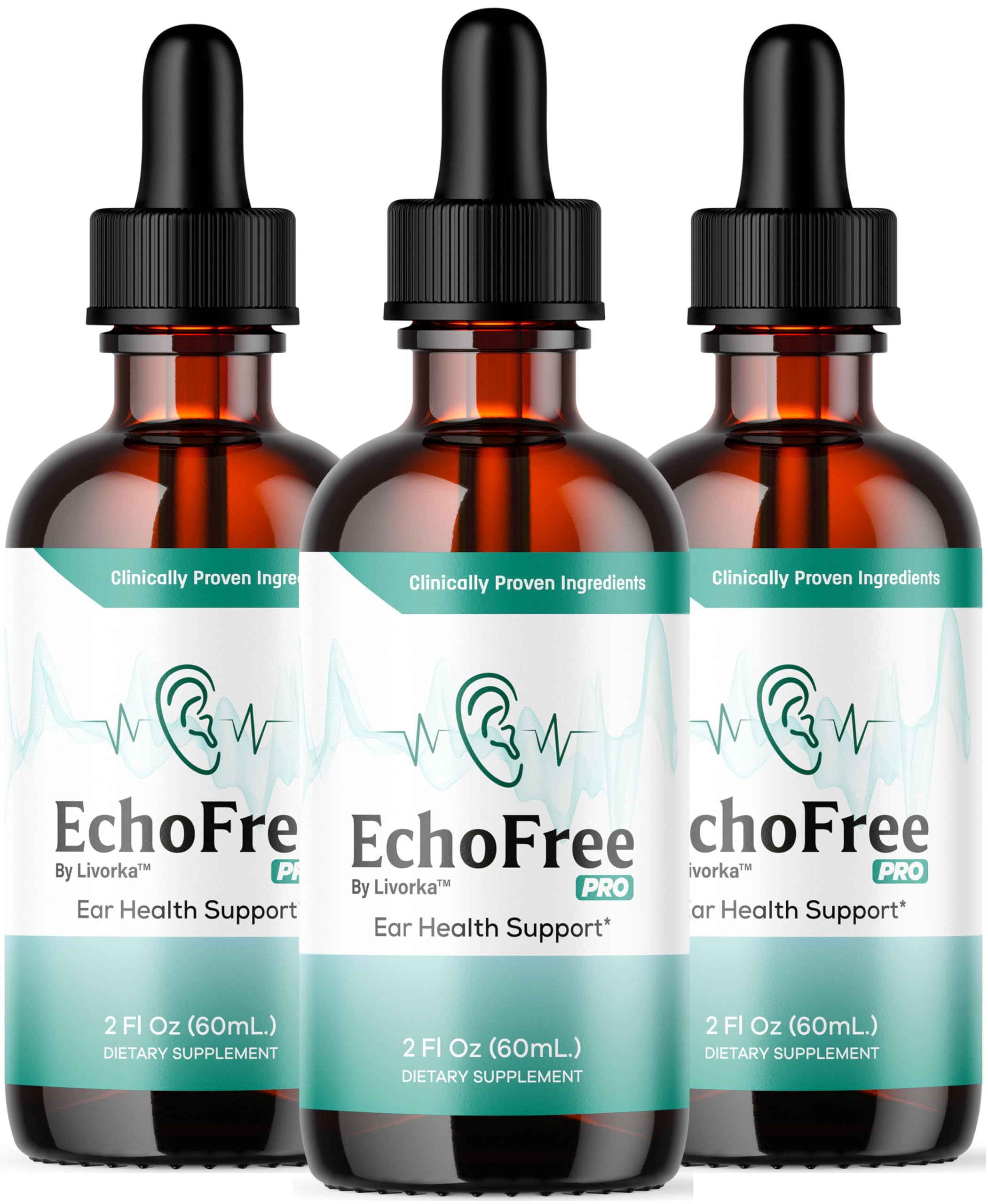 LIVORKA Echo Free Drops bottle front view for daily ear wellness