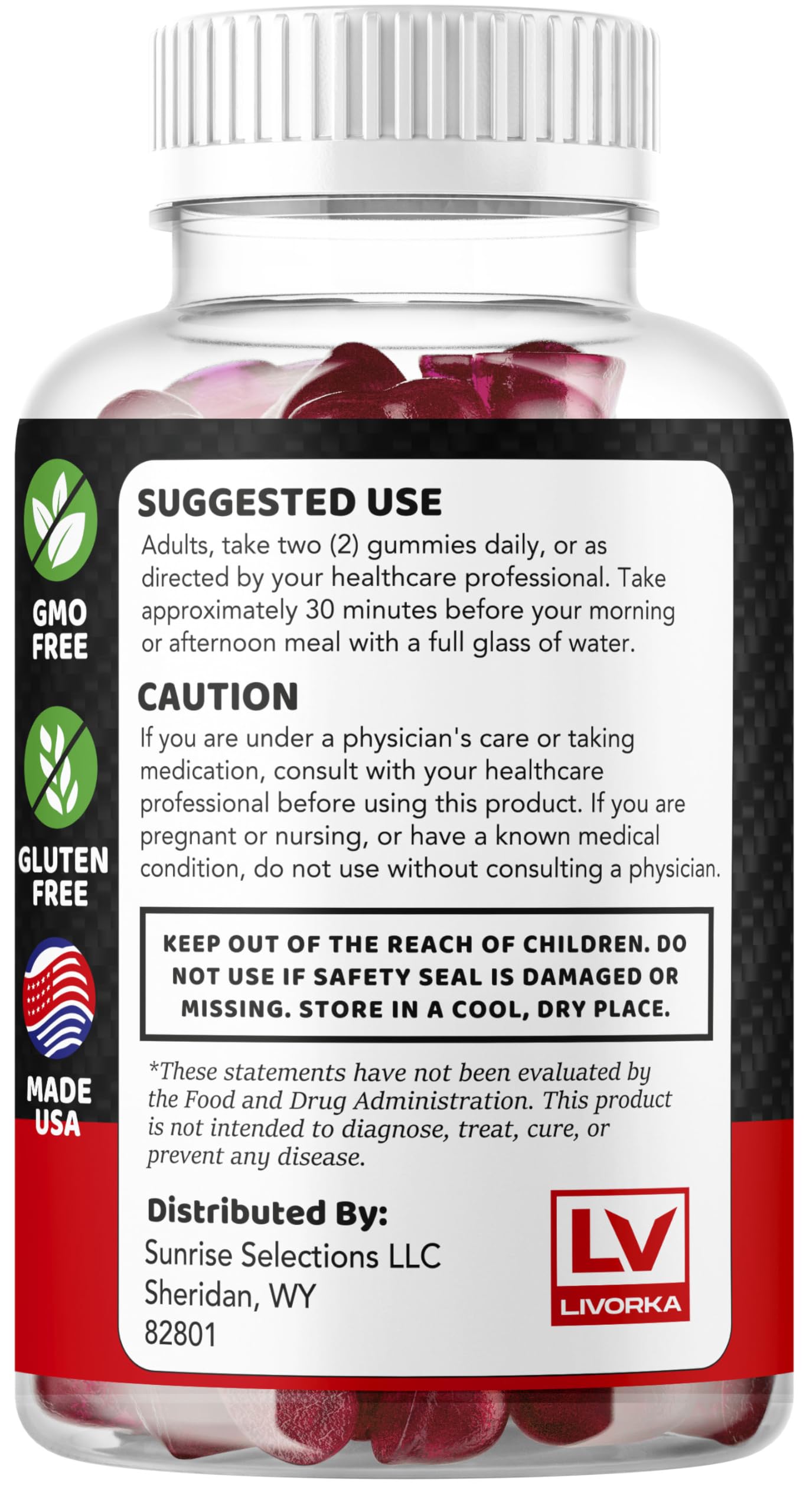LIVORKA Ereforce gummies ingredients icons highlight natural formulation