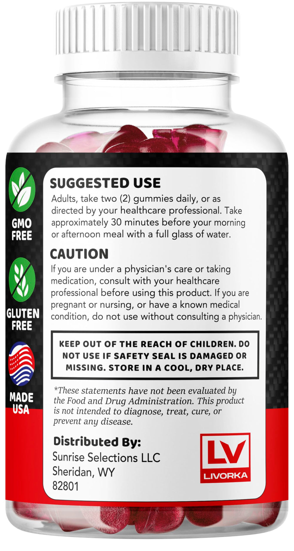 LIVORKA Ereforce gummies ingredients icons highlight natural formulation