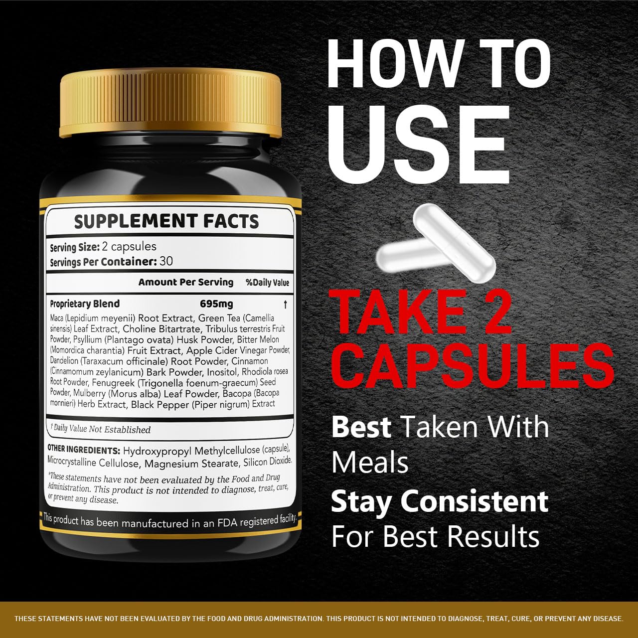 Ingredients-science label shows premium vitamins supporting overall wellness.
