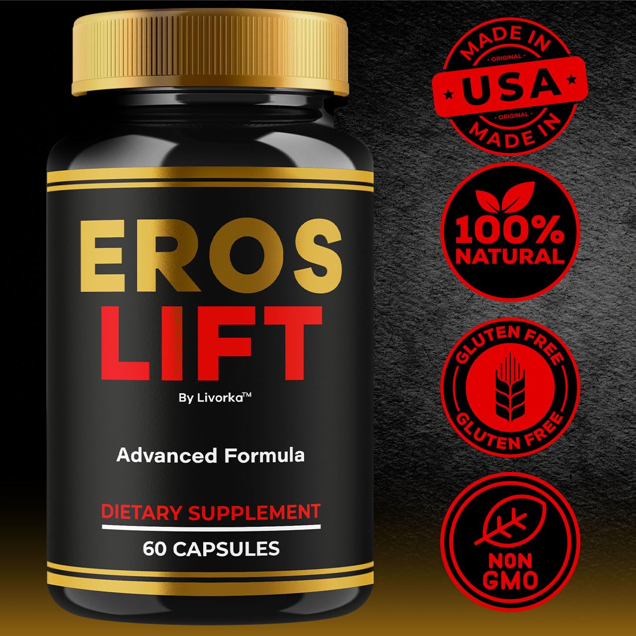 Official-label of Eros Lift Advanced Formula communicates quality and trust.